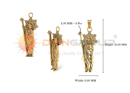 Gold Plated CZ Studded Saint Jude Thaddeus Pendant